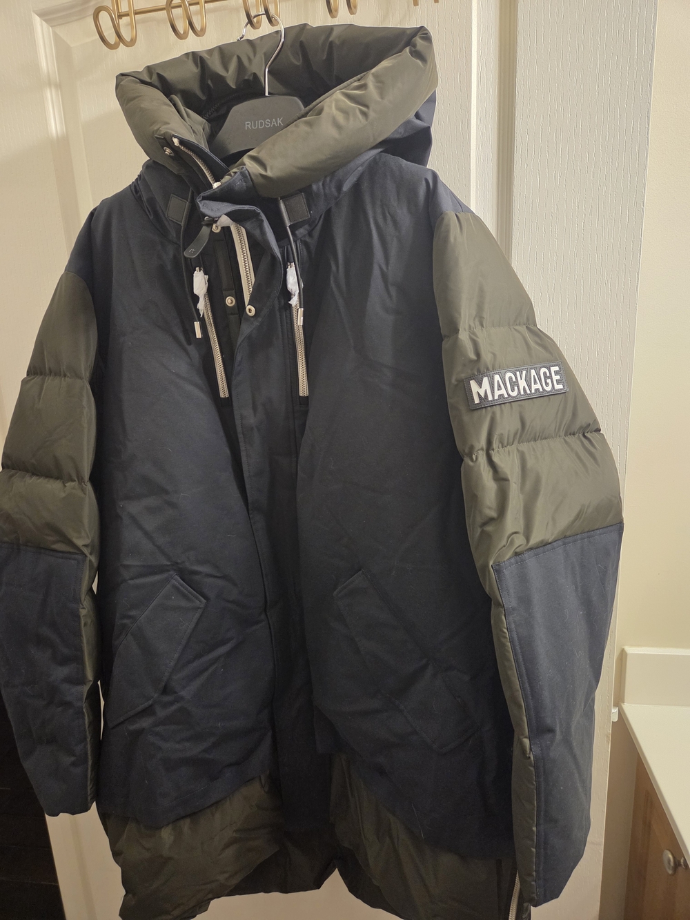 Mackage Men's Two-Tone Navy & Olive Parka Jacket